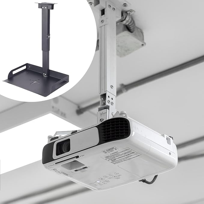 Ceiling Mount with Tray for Projector/Camera 43-65cm Height Adjustable Iron Versatile for Living Room Home Video Conferencing, Black