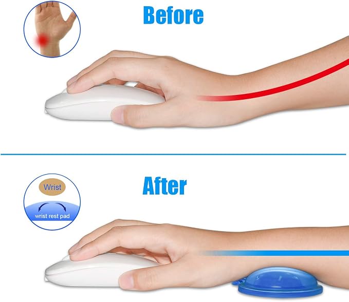 JIKIOU Silicone Gel Wrist Rest Cushion Heart-Shaped Translucence Ergonomic Mouse Pad Cool Hand Pillow Effectively Reduce Wrist Fatigue Pain, Blue 2 Pack