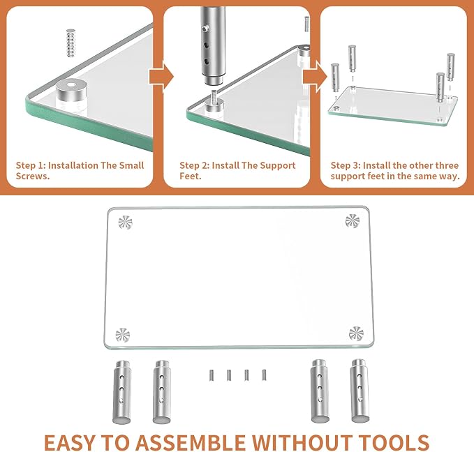 Hemudu Monitor Stand -3 Adjustable Height Monitor Riser, Computer Monitor Stand, Desktop Organizer, Monitor Stand Riser for PC, Computer, Laptop Clear