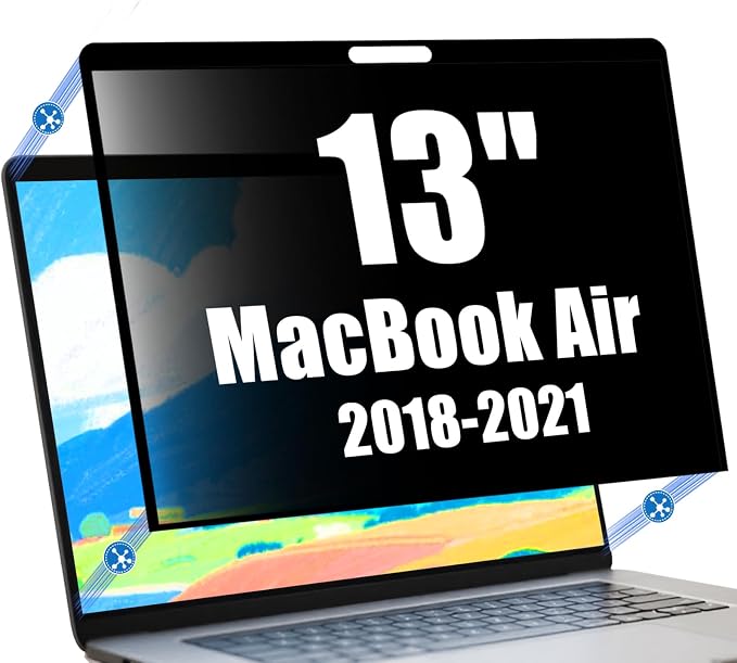 Privacy Screen Protector for MacBook Air 13 Inch (2018-2021, M1) - Nano-Suction Removable Anti-Spy Filter, Blue Light Blocking, Ultra-Thin Design