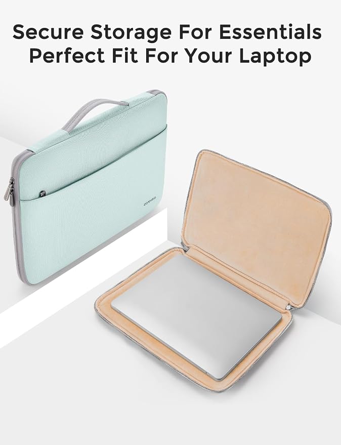 DOMISO 13.3 inch Laptop Case Sleeve Protective Cover Compatible with 14 inch MacBook Pro M4 M3 M2/MacBook Pro Max,13-13.3 inch Dell,Lenovo, HP,Waterproof Computer Cases Bag with Handle,Mint Green