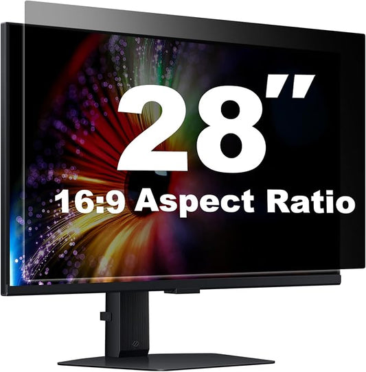 [1 Pack] 28 Inch Computer Privacy Screen for 16:9 Aspect Ratio Widescreen Monitor, Eye Protection Anti Glare Blue Light Filter Shield, Removable Anti-Scratch Anti Spy Protector