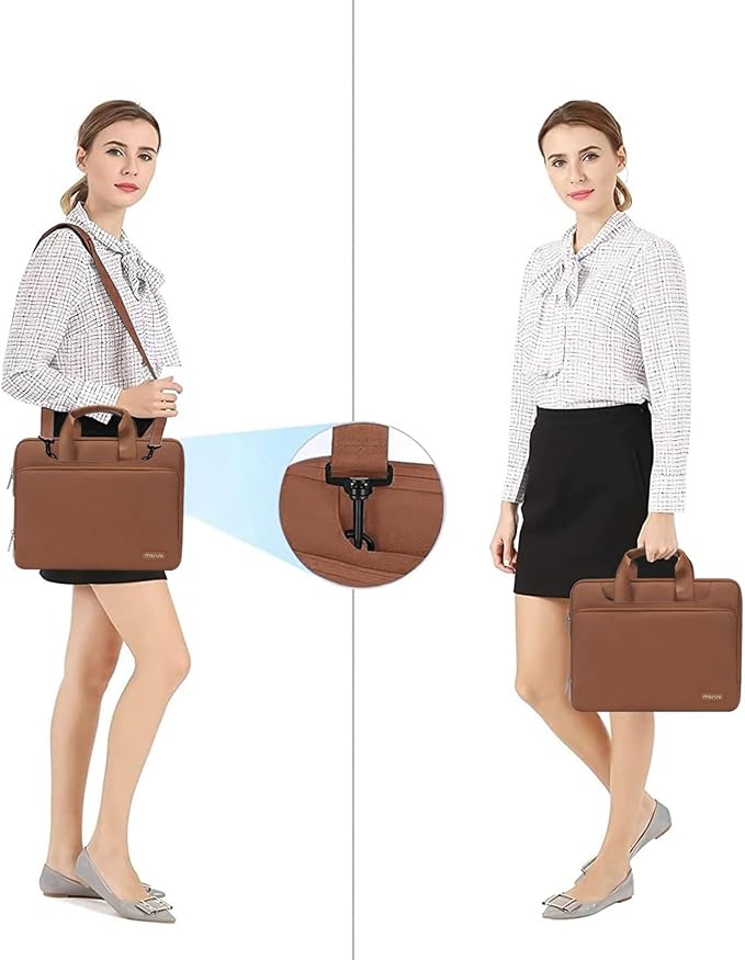 MOSISO 360 Protective Laptop Bag 15.6 inch, 15-16 inch Computer Bag Compatible with MacBook Air 15 inch/Pro 16 inch, HP,Dell,Lenovo,Asus,Notebook, Laptop Carrying Case with Strap&Handle, Caramel Brown