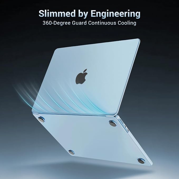 MOSISO for MacBook Air 15 inch Case M5 2026 M4 M3 M2 2025-2023 A3448 A3241 A3114 A2941, 4 in 1 Kit Seamlessly Closes Anti-Fingerprints Matte Hard Shell,Great for Business Travel Study, Sky Blue Clear