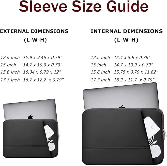 Laptop Sleeve Case 15 inch, Sturdy Portable Monitor Computer Laptop Case, Carrying Sleeve Bag 15.4'' with Pockets for MacBook PC Mac HP Lenovo Dell Asus Xbox Switch, Black