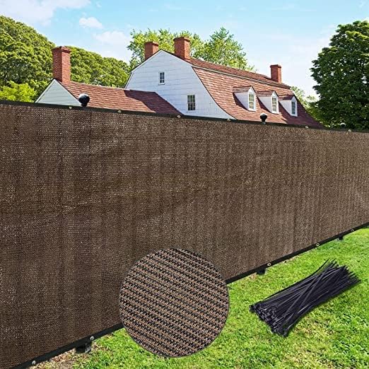 UPGRADE Privacy Fence Screen 4'x78' Brown Outdoor 90% Visibility Blockage 170 GSM Mesh Shade Cover Panels for Backyard,Balcony,Home Decoration with Zip Ties,Customized Avaliable