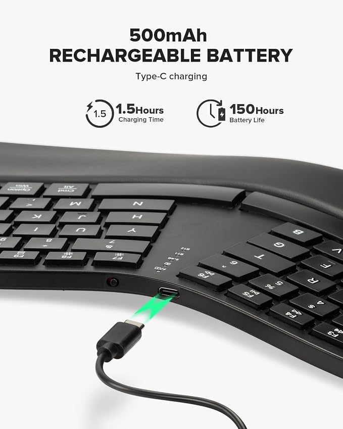 DELUX Full Size Ergonomic Split Keyboard and Wireless Vertical Mouse Combo, GM909 Wireless Split Keyboard and M618MINI Small Silent Vertical Mouse (GM909-M618MINI Gray)