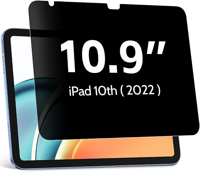Privacy Screen Protector Compatible With iPad 10th 2022 10.9" & iPad 11th A16 2025 11", Anti Glare Blue Light Spy Filter Private, High Sensitive Bubble-Free Easy Install Black Security Screen Shield