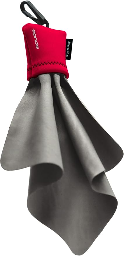 SPUDZ Classic Microfiber Lens Cleaner – Clip-On Pouch, Washable – for Binoculars, Scopes, Glasses, Screens | Classic | Red, 6 x 6 Inch (3-Pack)