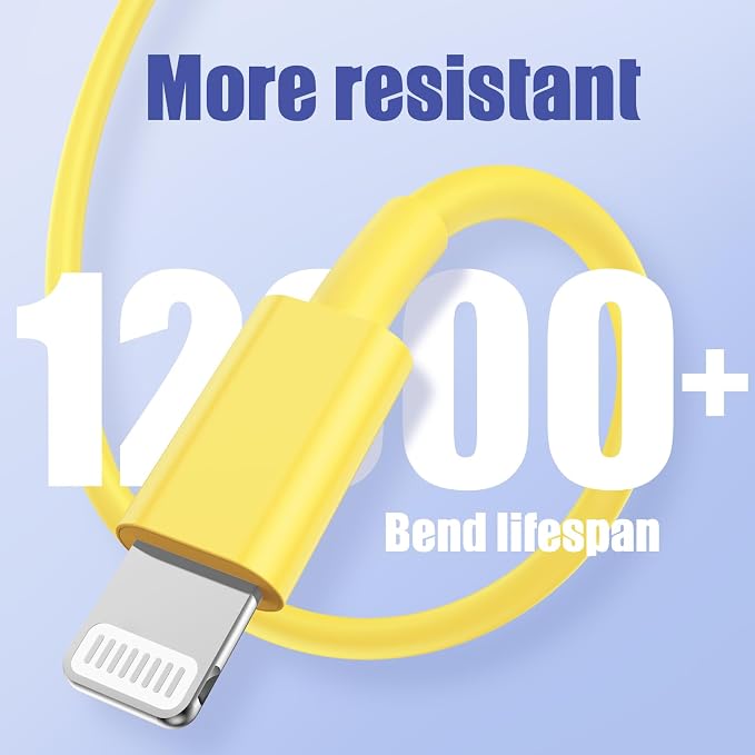 4Pack USB C to Lightning Cable 6FT, Fast Charging Cord for iPhone 14, Replacement for Apple Original Charger Cable for iPhone 14 13 12 11 Pro 11 XS MAX XR 8 7 6s Plus-Yellow