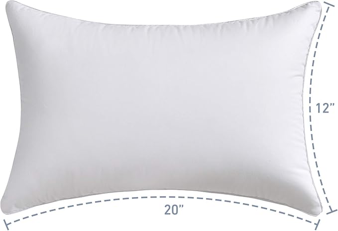 Oubonun 12x20 Lumbar Throw Pillow Inserts 2 Pack, 100% Cotton Breathable Cover Plump Rectangle Square Cushion Inserts White Decorative Pillows for Living Room Bedroom Office