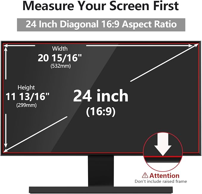 【10 Pack】 Computer Privacy Screen Protector 24 Inch with Hp Dell Asus Samsung LG and More, Removable Security Shield Filter for 16:9 Aspect Ratio Monitor Like ViewSonic Sceptre