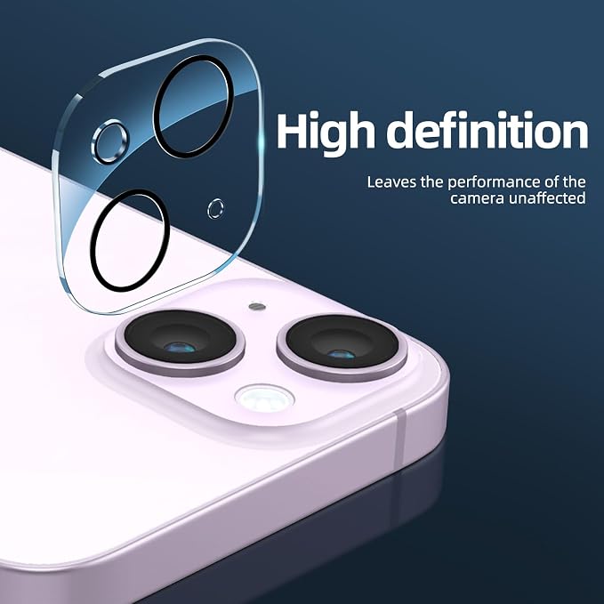 NEW'C 3x for iPhone 14 Screen Protector (6.1 inches)+ 3x Camera Lens Protector, Sensor Protection + Dust Plug - Case Friendly Tempered Glass Film, Ultra Resistant