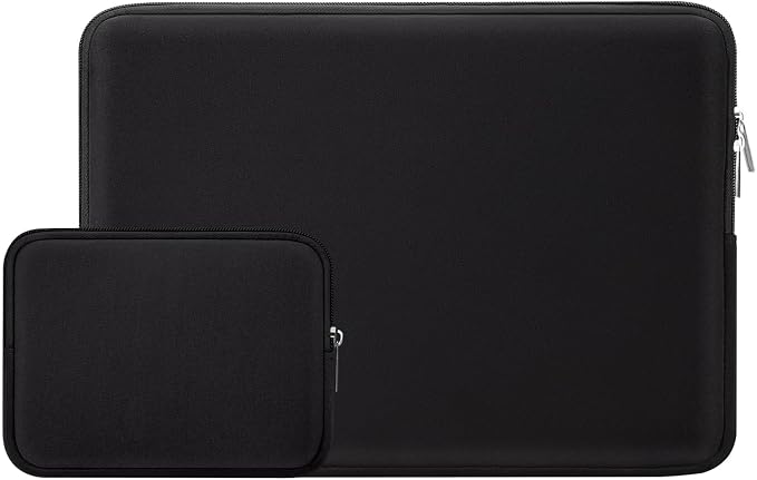 RAINYEAR 14 Inch Laptop Sleeve Case Protective Soft Padded Zipper Cover Carrying Computer Bag with Accessories Pouch, Compatible with 14" Notebook Tablet Chromebook (Black)