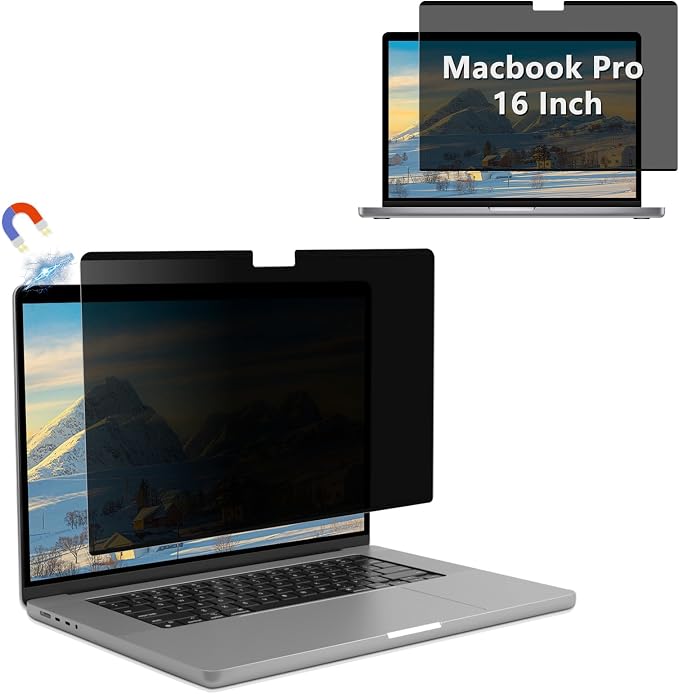 Magnetic Privacy Screen Protector for MacBook Pro 16 Inch (2021-2026, M1/M2/M3/M4/M5, Pro/Max) Removable Matte Anti Glare Blue Light, Anti-Spy Screen Filter for Mac Pro 16inch Laptop Filter