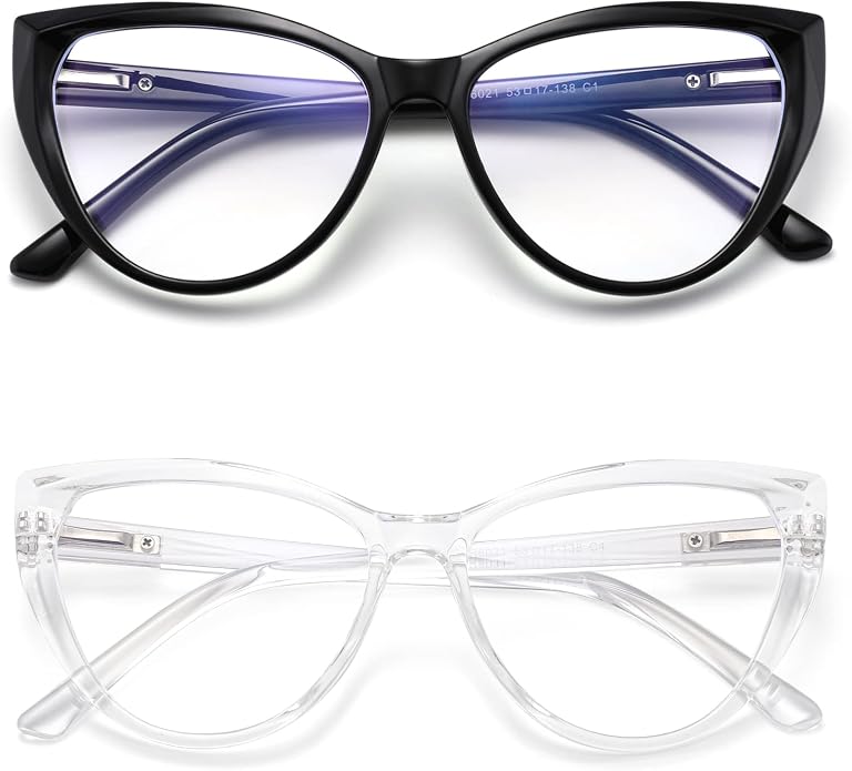 TEAPLMTT 2 Pack Cat Eye Blue Light Blocking Glasses for Women Trendy TR90 Frame Anti Blue Ray Eyesatrain Computer Eyeglasses