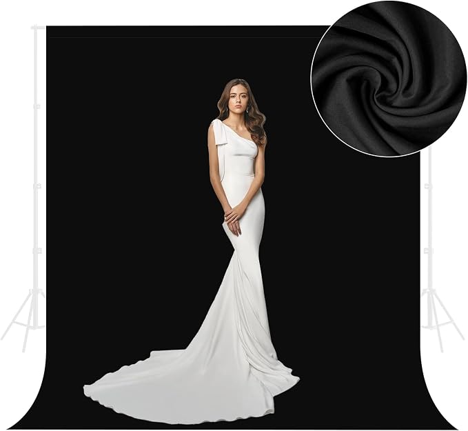 Black Backdrop for Photography 5 x 6.5 Ft,Black Background Sheet for Photography,Photo Backdrop Curtain for Photoshoot Video Polyester Cloth Video Studio Calls Streaming Gaming