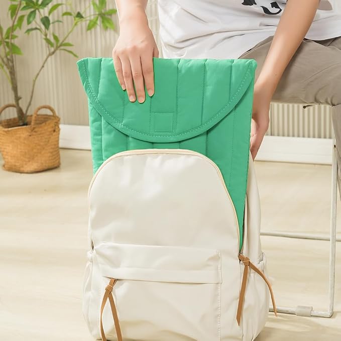 Puffy Laptop Sleeve Set 15-16 Inch Light Green, Protective Carrying Case with Data Cable Package, Cute Case Bag Compatible with 15 and 16 Inch Laptops, for MacBook Air M2 M1, Asus/Dell Xps/Lenovo