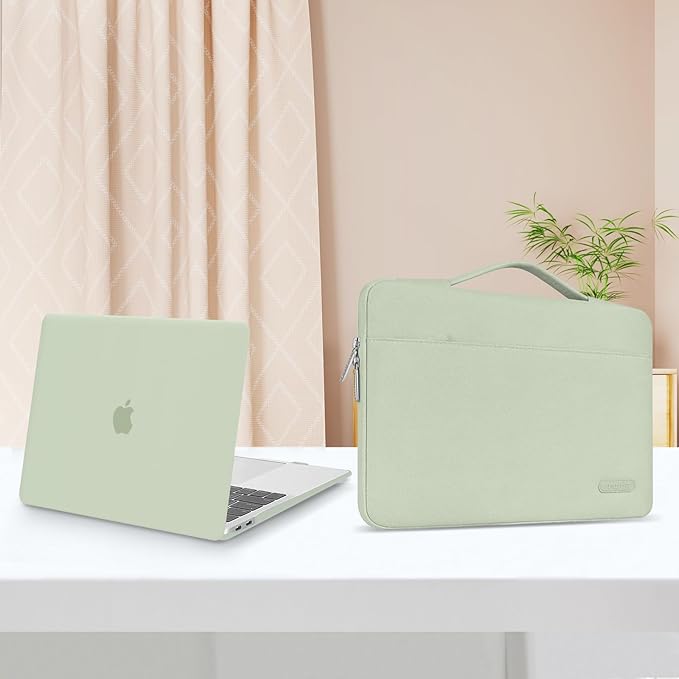 MOSISO Compatible with MacBook Air 15 inch Case M5 2026 M4 2025 M3 M2 2024 2023 A3448 A3241 A3114 A2941,Protective Hard Shell&Carrying Sleeve Bag&Keyboard Cover&Webcam Cover&ScreenFilm, Sage Green