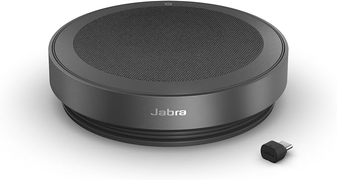 Jabra Speak2 75 SE (Second Edition) Wireless Bluetooth Speakerphone - 4 Noise-Cancelling Mics, 65mm Speakers - New Linking Feature - USB-C Dongle - Works with Zoom and Google Meet - Dark Grey
