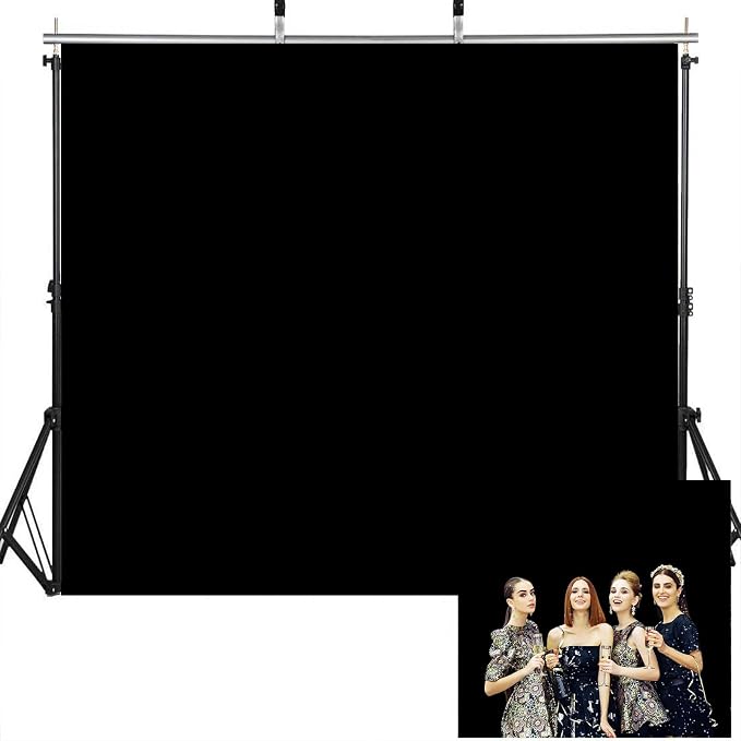 5x7FT Black Photography Backdrop, High Density Polyester Fiber Photo Background Cloth is Foldable and Machine Washable, Suitable for Photo Background Video Photography Studios