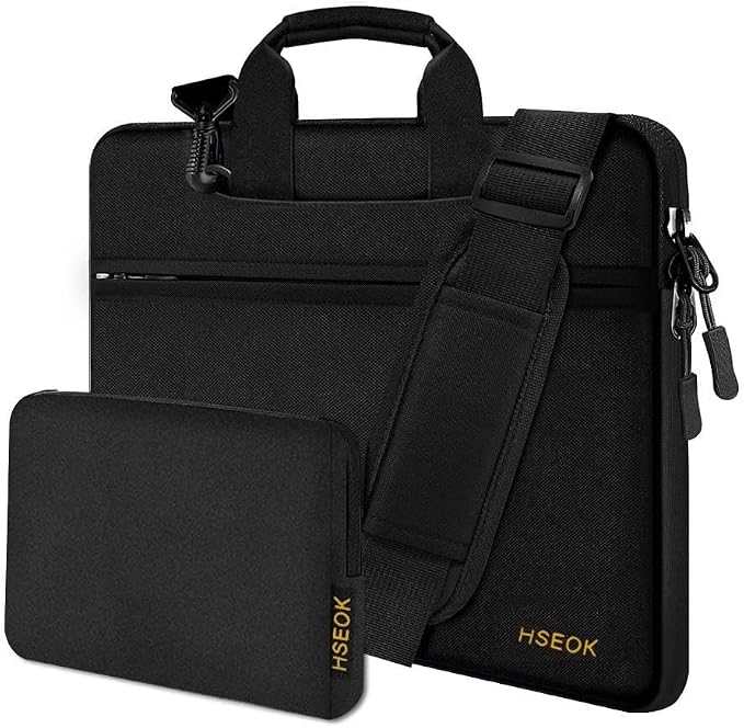 Hseok Laptop Shoulder Bag 15-15.6 inch Shockproof Water-Resistant HandBag with Small Case Compatible with MacBook Pro Neo 16" M5 M4 M3 M2 M1, Mac Pro Air 15", XPS 15/16, Most 15" 15.6" 16",Black
