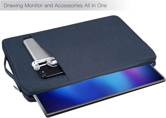 15.6 Inch Portable Monitor Case Carrying Sleeve Compatible with Anyuse YxK Forhelp Newsoul KYY ASUS Zenscreen 15.6" Portable Monitors Computer Bag, Navy Blue