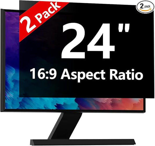 RedANGEL 【2-Pack】 24 Inch Computer Privacy Screen for 16:9 Monitors with Anti-Spy Anti-Glare Filter, Blue Light Blocking & Eye Protection, Removable Anti-Scratch HD Clarity Screen Protector