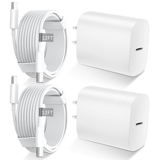 Phone 17 16 15 Charger Fast Charging Type C Chargers USB C Fast Charger Block & Phones 17 Charger Cord 12FT Long USB C Charging Cable for i.Phone 17/17 Pro/17 Pro Max/Air/Phone 16 15 Pro Max,White