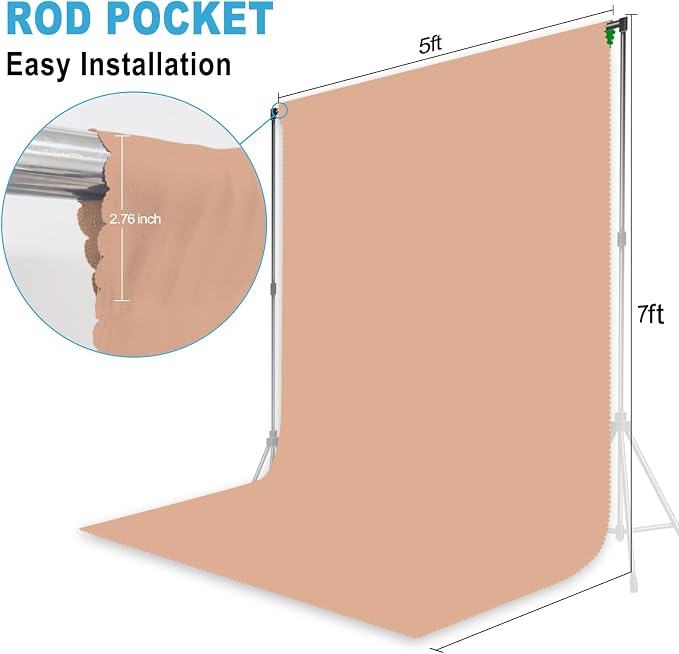 Nude Backdrop for Photoshoot, Professional Photo Backdrop Background Curtain for Product Photography, Portraits, Wedding, Party, Live Streaming Video Recording 5X7 FT (Background Only)