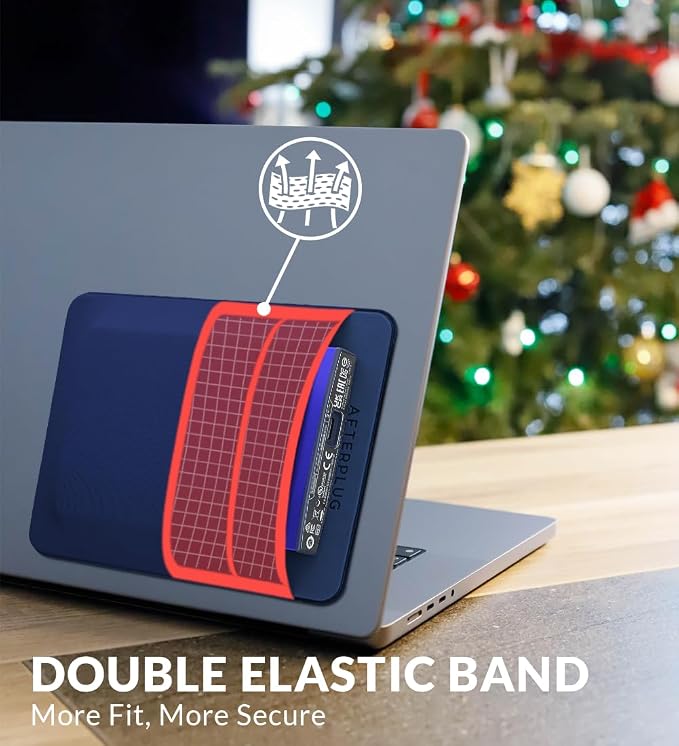 2-Pocket Adhesive Hard Drive Holder for Laptop, Stick-On Pocket Pouch for External Portable SSD, HDD, Slim Mouse and Cables (Large - Fits SSD & 2.5" Drives)