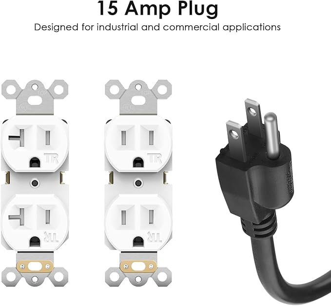 JUNNUJ Heavy Duty Surge Protector Power Strip 4800J, Garage Metal 8 Outlets 20 Amp 12 Gauge, High Amp 5-15P Adapter Shop 6-20R T-Slot Industrial Outlet, 4 FT Extension Cord Commercial for Appliance