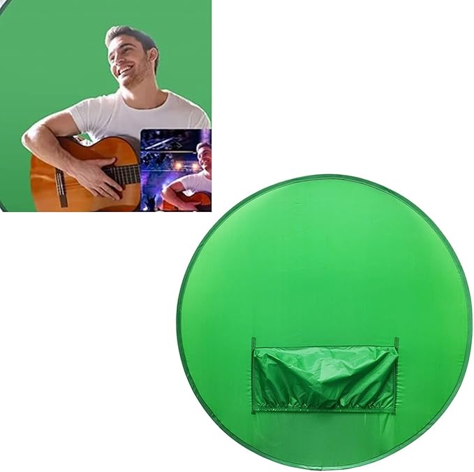 Green Screen Behind Chair Attachment Backdrop Kit,142cm Round Green Screen Backdrop Portable Green Screen Chair Background for Video Chats Video Conference Game Single Layer L Size