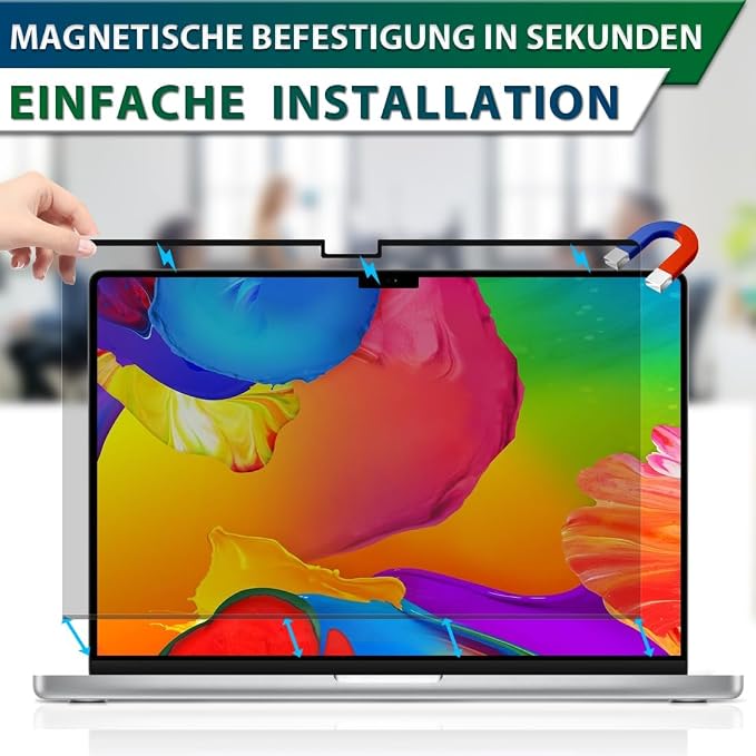 STARY Magnetic Privacy Screen for MacBook Air 15 inch (2023-2026, M2,M3,M4,M5), Removable Laptop Privacy Filter Shield and Matte Anti-Glare Blue Light Protector