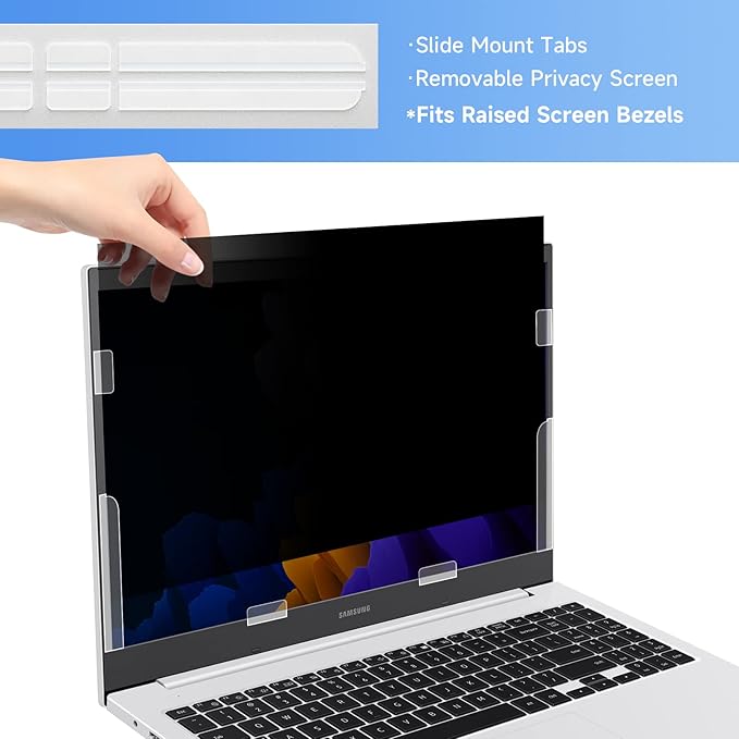 Privacy Screen Adhesive Strips and Slide Mount Holder Tabs for Computer Monitors and Laptops - Easy On-Off Your Security Filter with Replacement Kit for Monitor Laptop Privacy Protector
