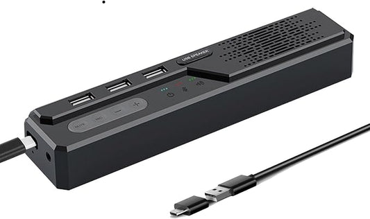 3 in 1 USB Computer Speakers with Microphone, Wired Desktop Sound Bar for PC Laptop, Stereo Bass & 360° Enhanced Audio, Conference Speaker for Home Office, Online Learning, Gaming & Video Calls