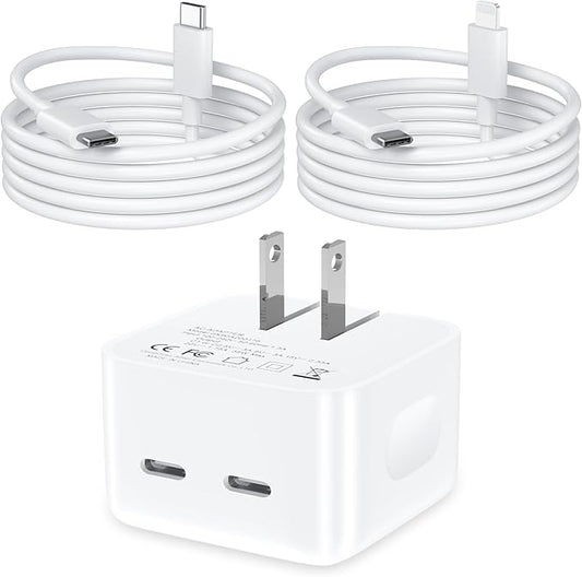 USB C Charger Block, 35W Dual USB-C Port Compact Power Adapter for Phone 17/16/15/14/13/15 Pro/Pro Max/Plus/XS/XR/X,Galaxy, Pixel,i Pad, AirPods, MacBook Air and More