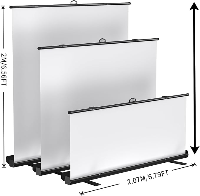 WASJOYE Large Collapsible White Backdrop Screen - 81.5 x 79 in Portable Retractable Photo Background with Stand for Projector Video Conference, Live Broadcasting Photographic Studio, Streaming
