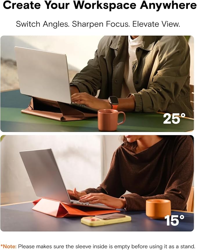 MOFT Laptop Carry Sleeve, 2-in-1 Laptop Bag & Stand for 16" MacBook Air/Pro & Dell/HP/Lenovo/Asus, Stylish Slim Computer Sleeve Bag with Expandable Storage for Computer Accessories, Misty Cove