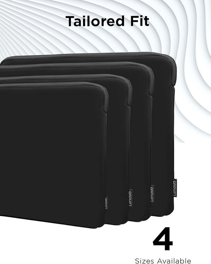 Lenovo Basic Laptop Sleeve 11 Inch Notebook/Tablet Compatible with MacBook Air/Pro Neoprene Material - Soft Fleece Lining - Zippered Top Opening - Black