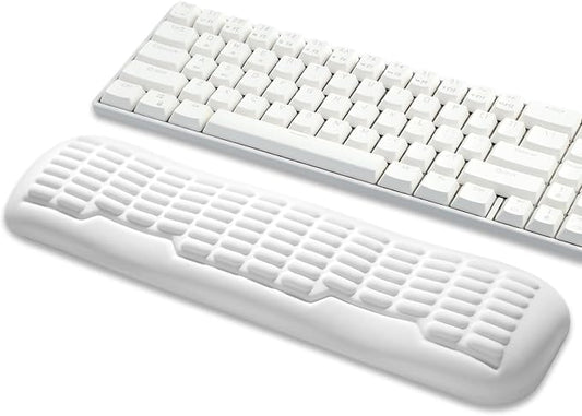 UnivoColors Memory Foam Keyboard Wrist Rest,Latest 3.0 Wave Curve Design,High-Resilience Memory Foam Non-Slip Base,Fits Compact Keyboards,Ideal for Work and Gaming(Ivory)