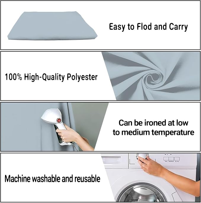 Dusty Blue Photo Backdrop for Photoshoot 5x7ft, Zoom Meeting Photography Backdrop Studio Shooting Props