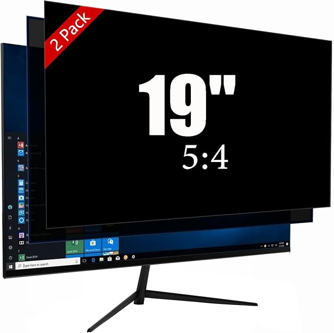 [2 Pack] 19 Inch Privacy Screen Protector - 95% Blue Light Blocking, Anti-Glare Monitor Filter for 5:4 Widescreen - Anti-Scratch Privacy Shield