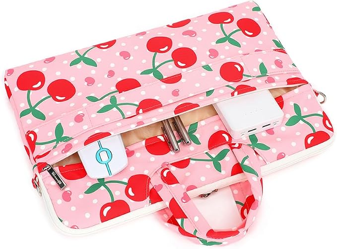 canvaslife Patten Waterproof Laptop Shoulder Messenger Bag Case Sleeve for 14 Inch 15 Inch Case Laptop Briefcase 15.6 Inch (Cherry)