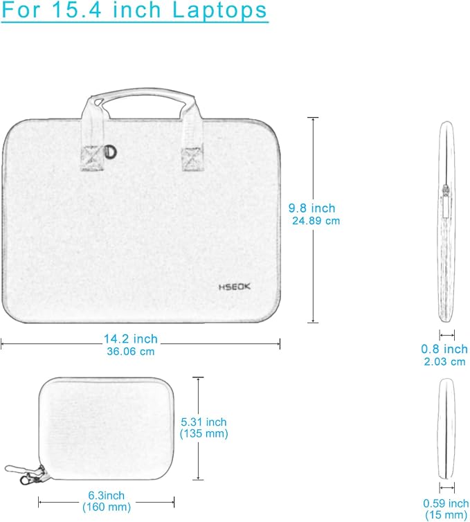Hseok 15-15.4 inch Elastic Laptop Sleeve with Small Case, Neoprene Carrying Bag, Compatible with MacBook Air/Pro 15 M4/M3/M2, Surface Laptop 15, XPS 15 and 15-15.4 inch Notebooks,P02K01