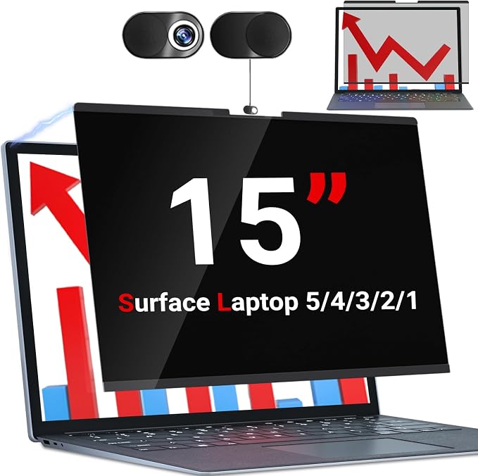 ZOEGAA Surface Laptop 15 Privacy Screen, Anti Blue Light Sliding Camera Cover Magnetic Privacy Screen Compatible with 13.5 inch Microsoft Surface Laptop 5/4/3/2/1