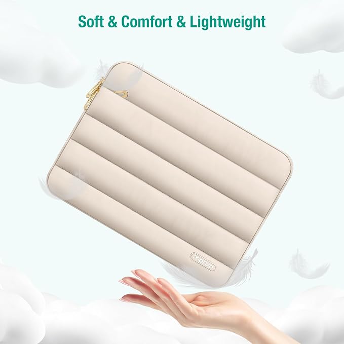 MOSISO Laptop Case 13.3 inch,13-13.3 inch Puffy Laptop Sleeve Compatible with MacBook Air 13.6 M5 M4 M3 M2 M1/Neo/Pro 13/14,HP Dell ASUS Lenovo,Polyester Horizontal Bag with Small Case, Sand