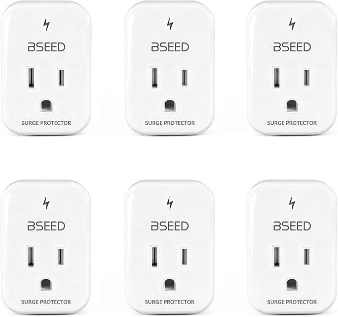BSEED 1620 Joules Single Outlet Surge Protector, 1800W Mini Surge Protector for Refrigerator, PC, TV, Xbox, PS5, Home Appliances, Voltage Protector with LED Indicator, 120V, 6 Pack