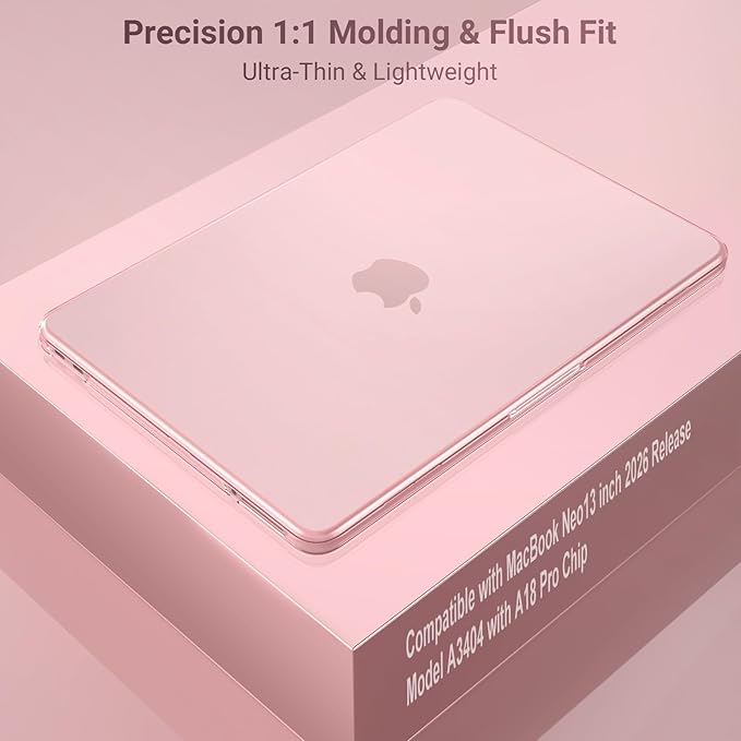 MOSISO Compatible with MacBook Neo Case 13 inch 2026 Release Model A3404 with A18 Pro Chip, 4 in 1 Kit Precision Fit Crack & Scratch Resistant Protective Hard Shell Case Cover, Blush