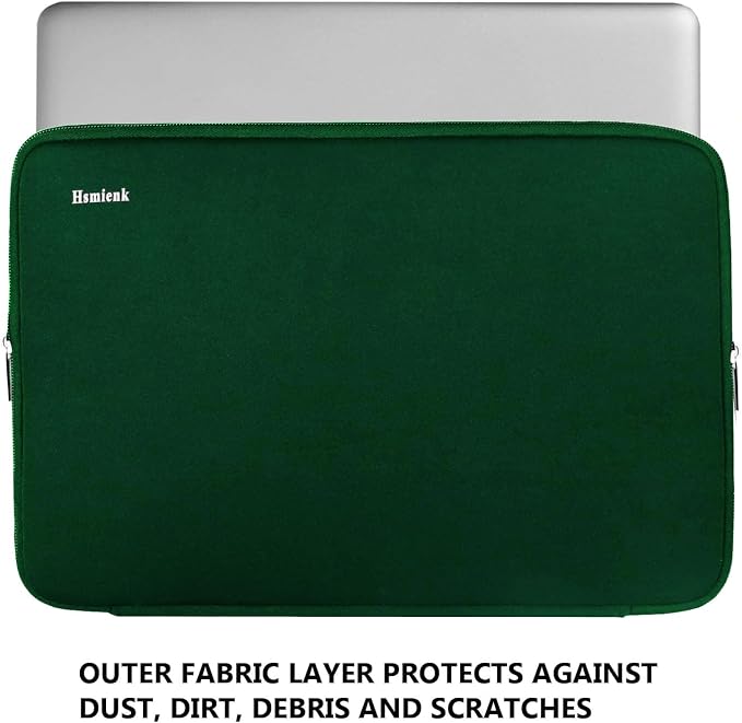 Laptop Sleeve Case, 15.6 Inch, Durable Shockproof Protective Cover Compatible with HP, ASUS, Lenovo, Acer, Notebook, Computer, Green